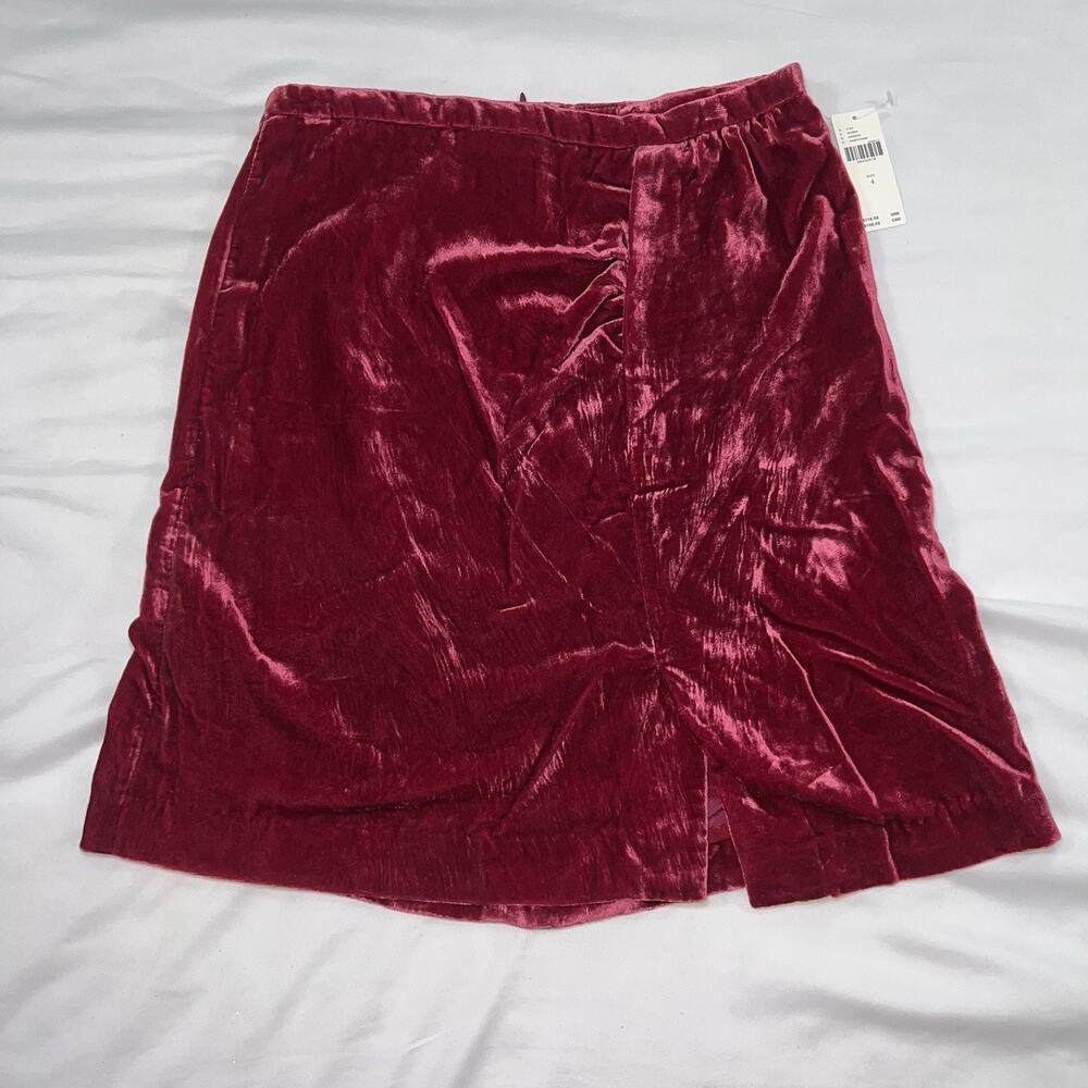Anthropologie Skirt Size 4 Ruby Red Burgundy Velvet Christmas Holidays NWT $118